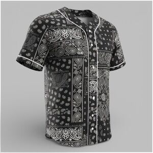 Retrofit- Black Paisley Men's Shirt / Jersey, NEW
